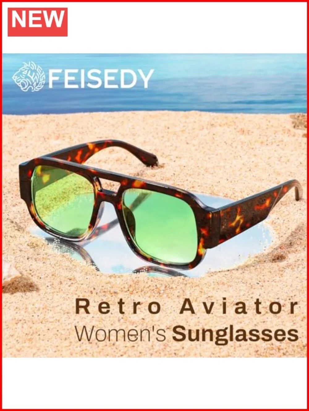 Retro Aviator Double Bridge Square Pilot Sunglasses UV400 Protection